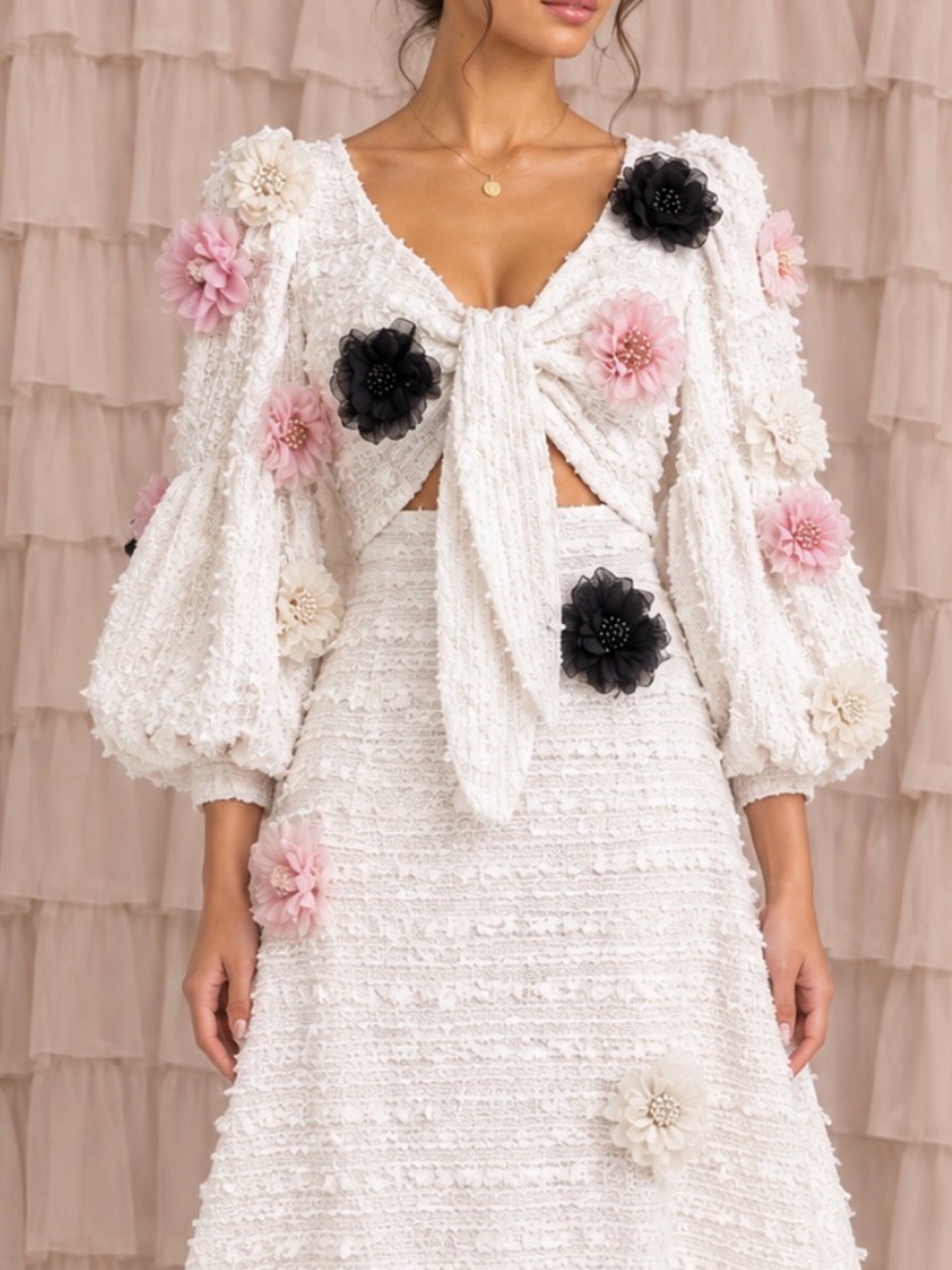NWT Dream By Sister Jane Elegant Floral Embellished White Dress - Picture 2 of 16